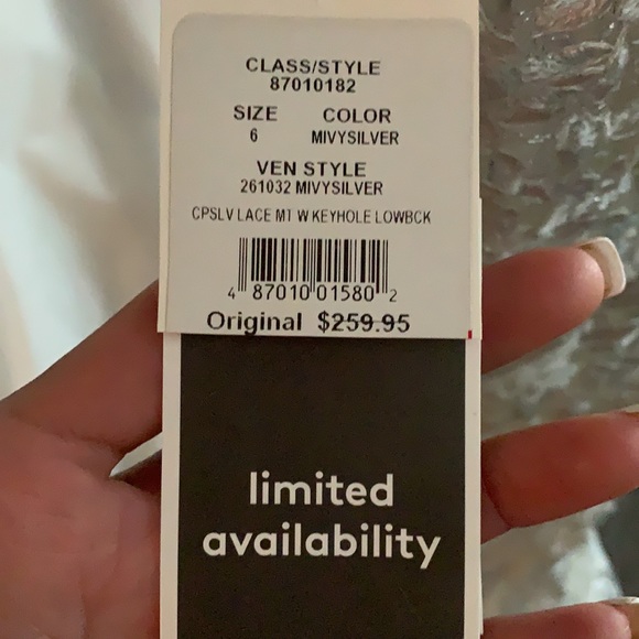 DB Studio High-Neck Metallic Lace Mermaid Wedding Dress - Picture 10 of 10